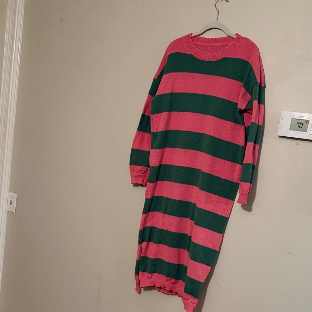 SHEIN Pink and Green Sweater Dress